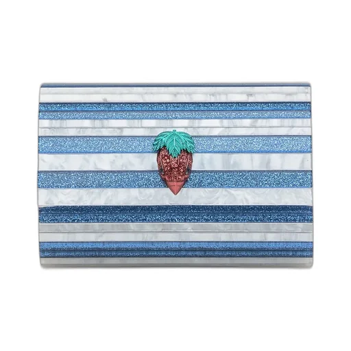 Striped Clutch Bag With Strawberry Embellishment