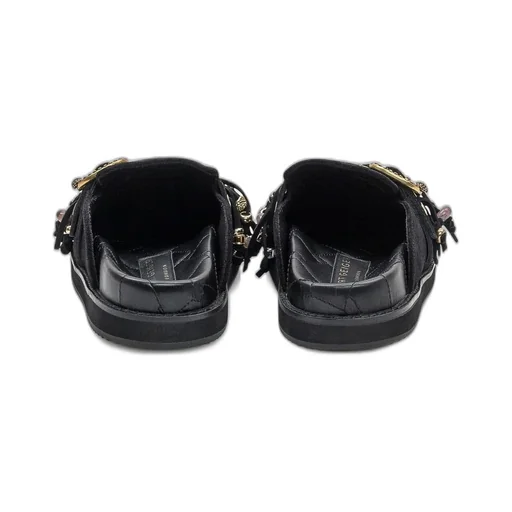 Mules With Fringe And Beads