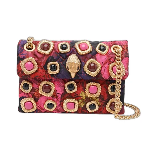 Quilted Shoulder Bag With Embellishments