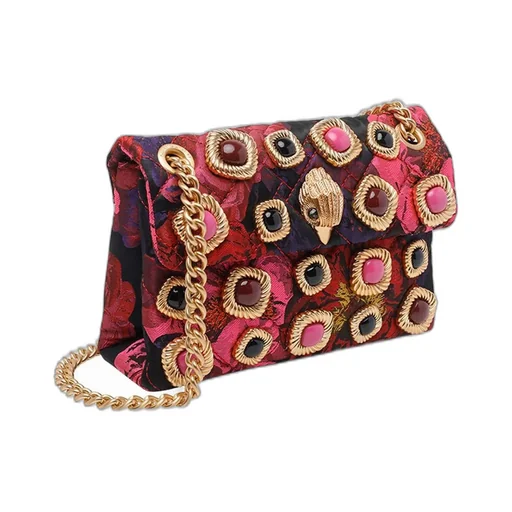 Quilted Shoulder Bag With Embellishments