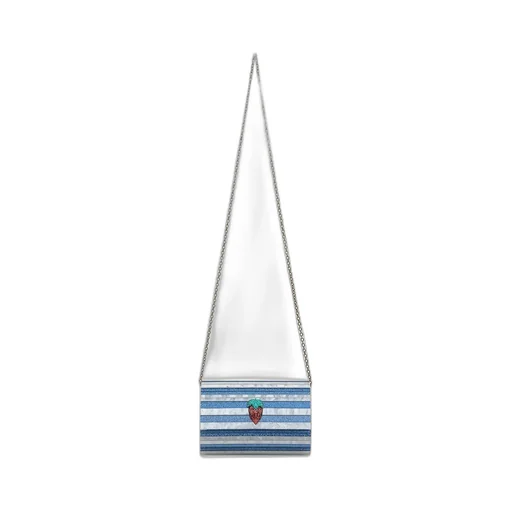 Striped Clutch Bag With Strawberry Embellishment