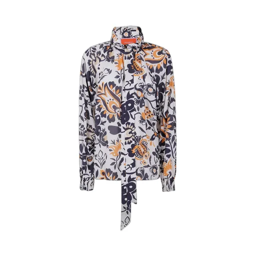 Printed Silk Scarf Blouse
