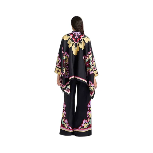 Wide-Leg Printed Silk Pants