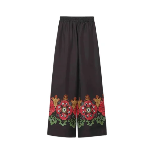 Wide-Leg Pants With Floral Embroidery