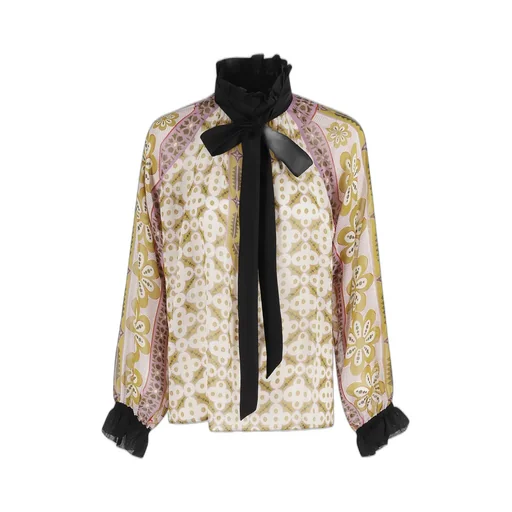 Printed Silk Blouse With Bow