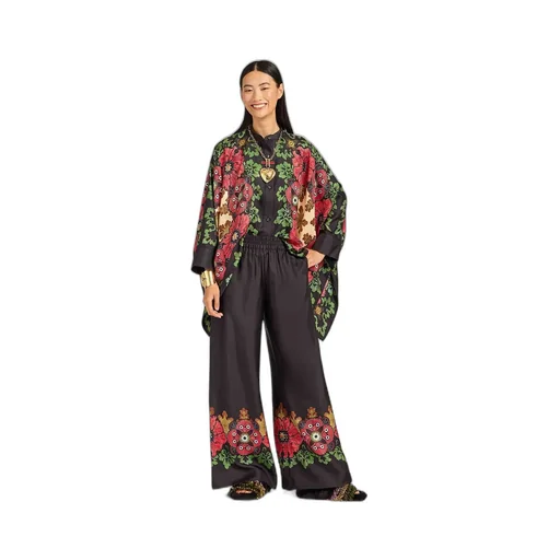 Wide-Leg Pants With Floral Embroidery