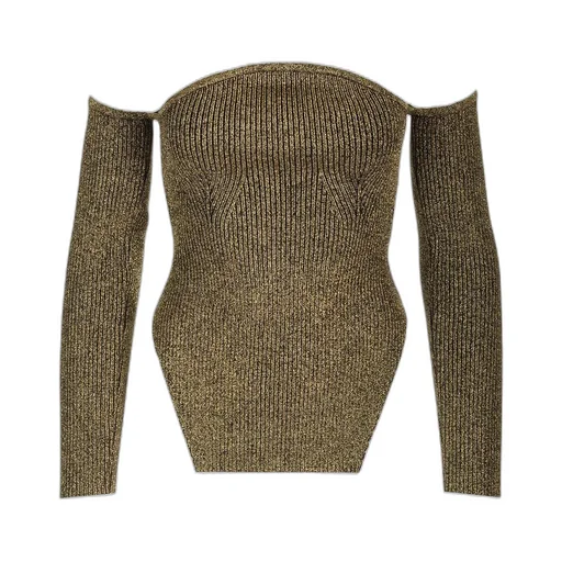 Off-The-Shoulder Metallic Knit Top