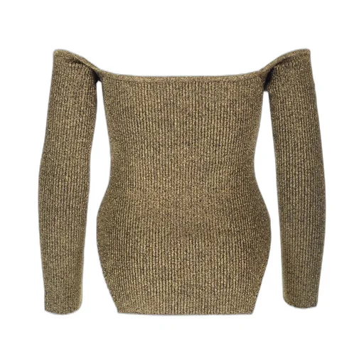 Off-The-Shoulder Metallic Knit Top