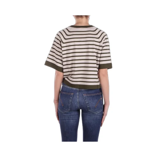 Striped V-Neck Cropped T-Shirt