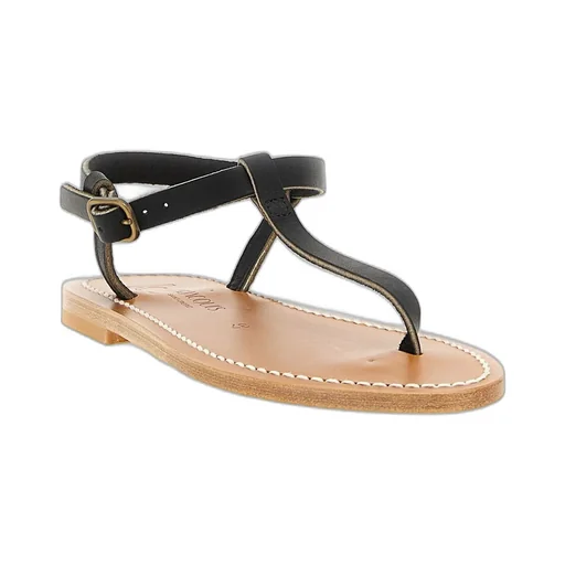 Leather Thong Sandals With Ankle Strap