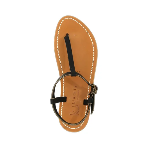 Leather Thong Sandals With Ankle Strap