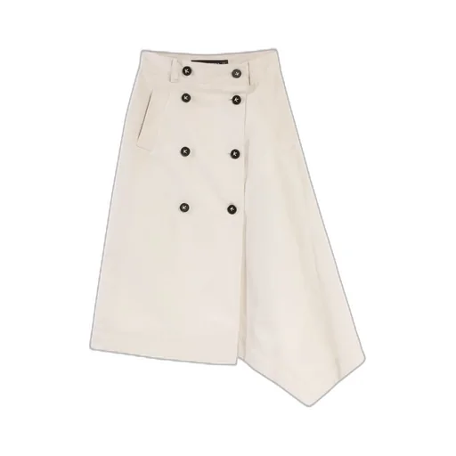 Double-Breasted Asymmetric Midi Skirt