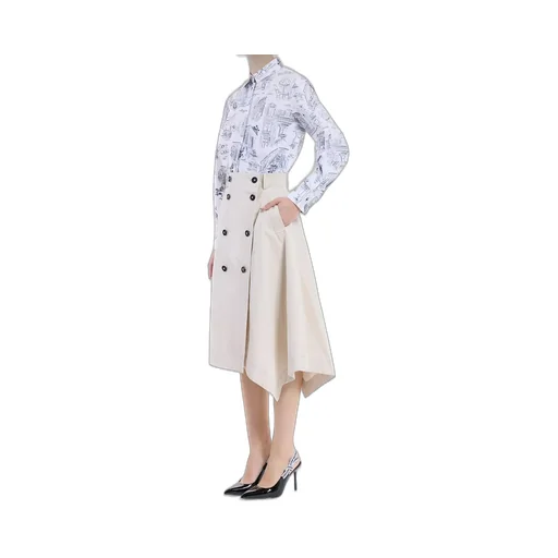Double-Breasted Asymmetric Midi Skirt