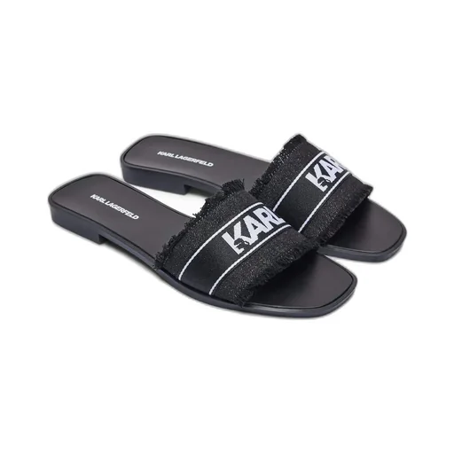 Slides With Frayed Logo Strap