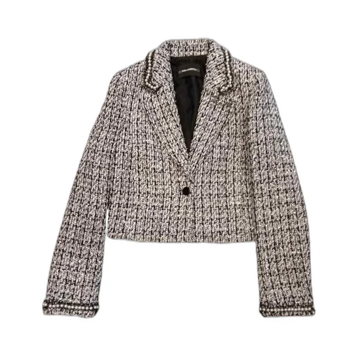 Tweed Jacket With Pearl Trim