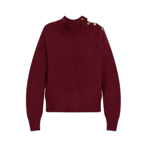 Mock Neck Sweater With Button Detail