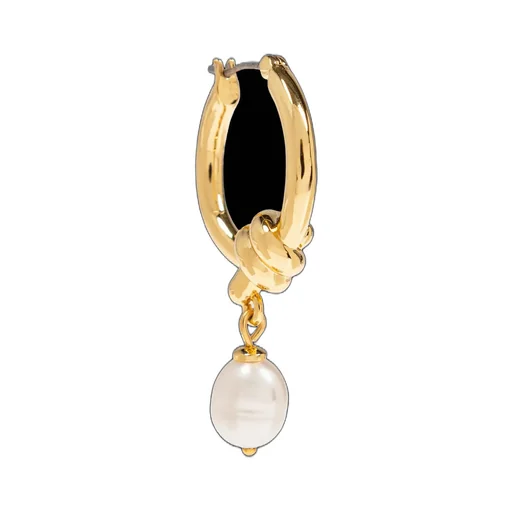 Knot Hoop Earrings With Pearl Drop