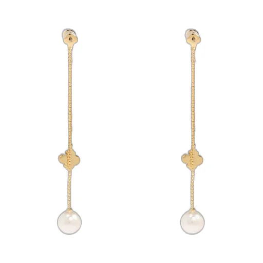 Pearl And Clover Drop Earrings