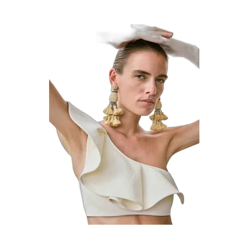 One-Shoulder Ruffle Crop Top