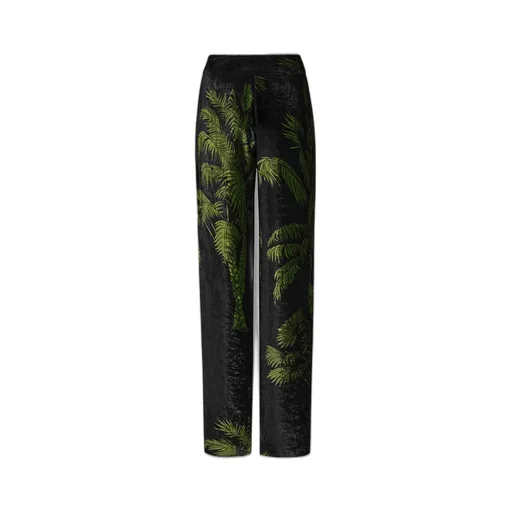 Palm Leaf Print Robe And Pants Set