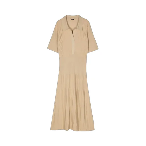 Ribbed Knit Polo Dress