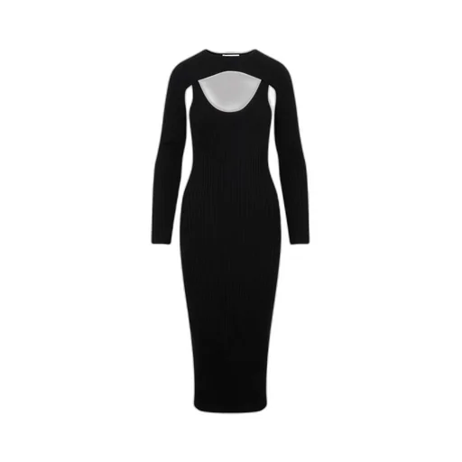 Ribbed Knit Dress With Cut-Out Detail