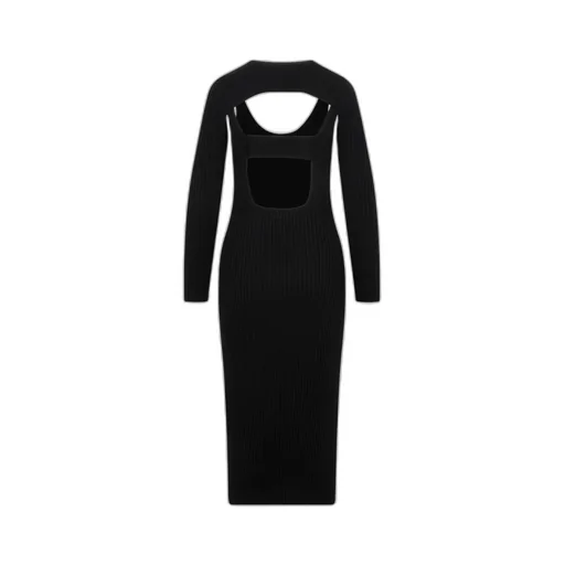 Ribbed Knit Dress With Cut-Out Detail