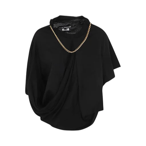 Asymmetric Draped Top With Chain Detail