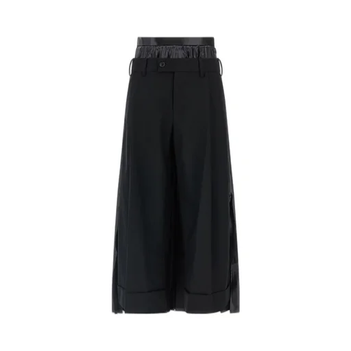 Wide-Leg Culottes With Patent Leather Trim