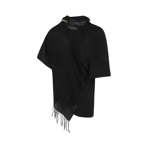 Asymmetric Draped Top With Chain Detail