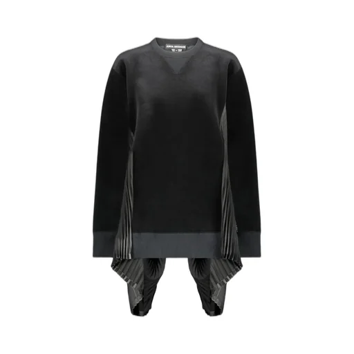 Velvet Sweatshirt With Pleated Inserts