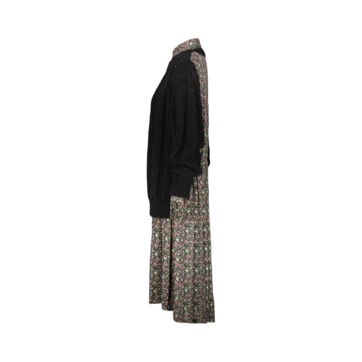 Printed Dress With Knitted Sweater
