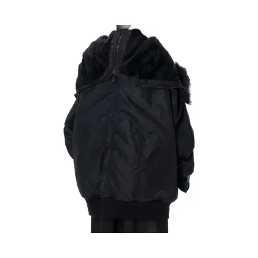 Bomber Jacket With Furry Hood