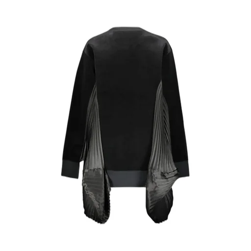 Velvet Sweatshirt With Pleated Inserts
