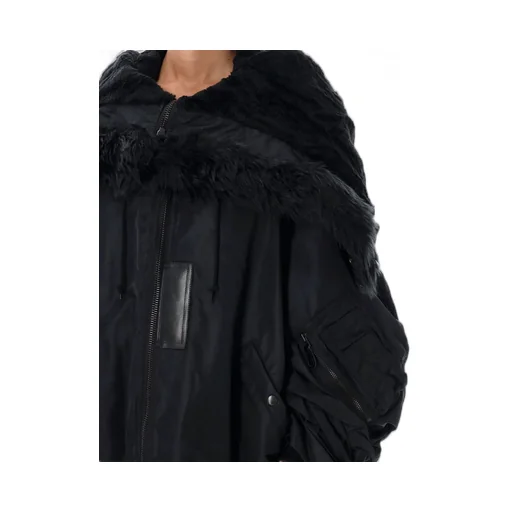 Bomber Jacket With Furry Hood