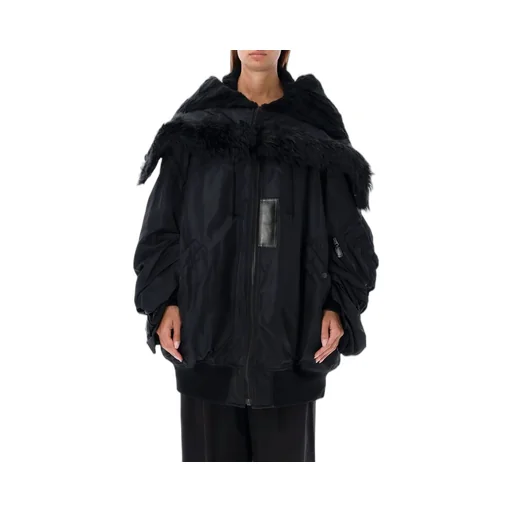Bomber Jacket With Furry Hood