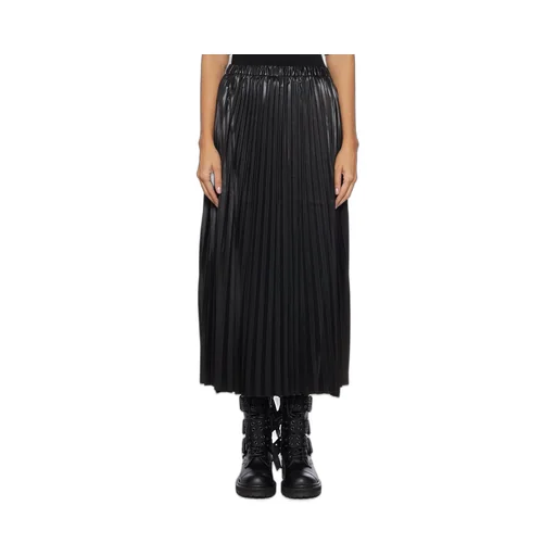 Pleated Faux Leather Midi Skirt