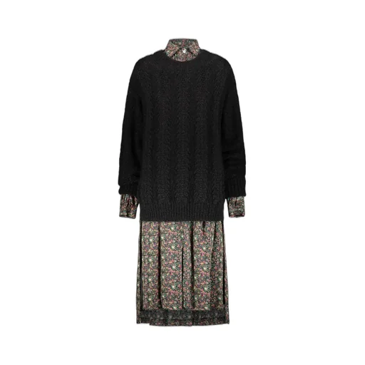 Printed Dress With Knitted Sweater