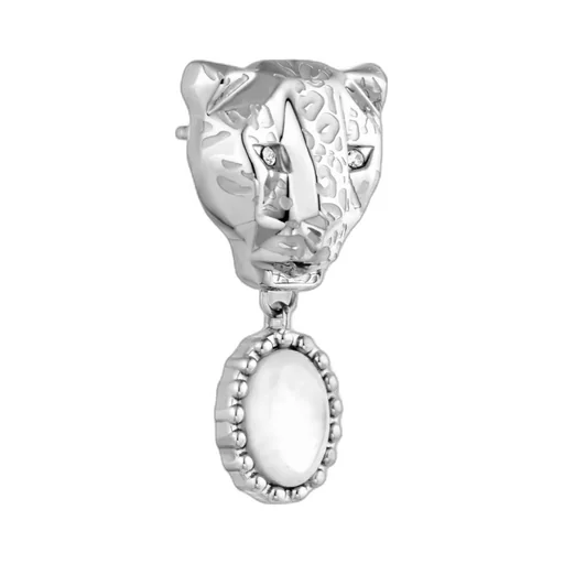 Leopard Head Drop Earrings With Mother Of Pearl