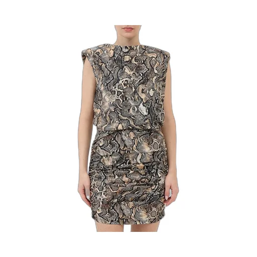 Ruched Snakeskin Print Mini Dress