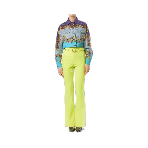 High-Waisted Flared Trousers With Belt