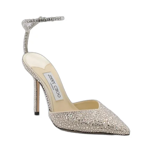 Crystal-Embellished Ankle Strap Pumps