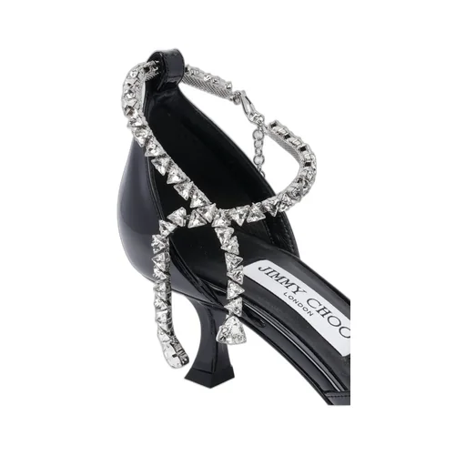 Pointed-Toe Pumps With Ankle Strap And Crystal Embellishment
