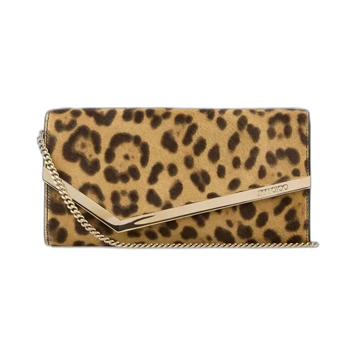 Leopard Print Calf Hair Clutch