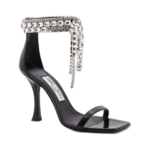 Crystal-Embellished Ankle Strap Sandal