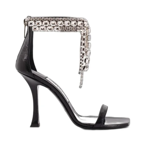 Crystal-Embellished Ankle Strap Sandal
