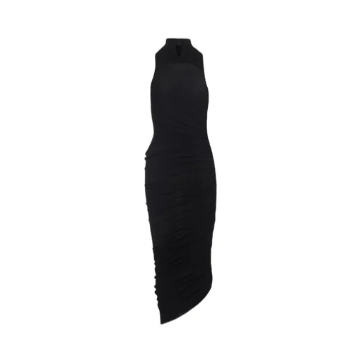 Ruched Asymmetrical Midi Dress