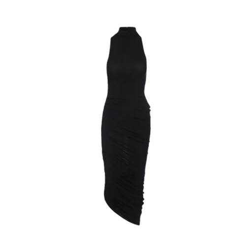 Ruched Asymmetrical Midi Dress