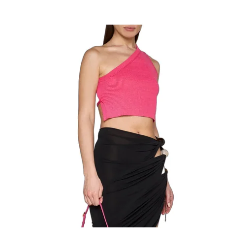 One-Shoulder Ribbed Knit Top