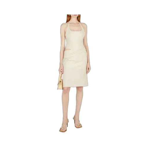 Halterneck Dress With Asymmetrical Drape
